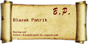 Blazek Patrik névjegykártya